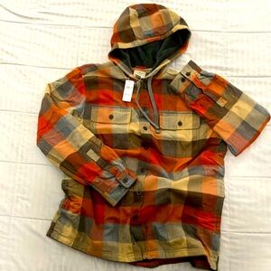 L.L. Bean Men’s Fleece lined hooded flannel shirt, size L